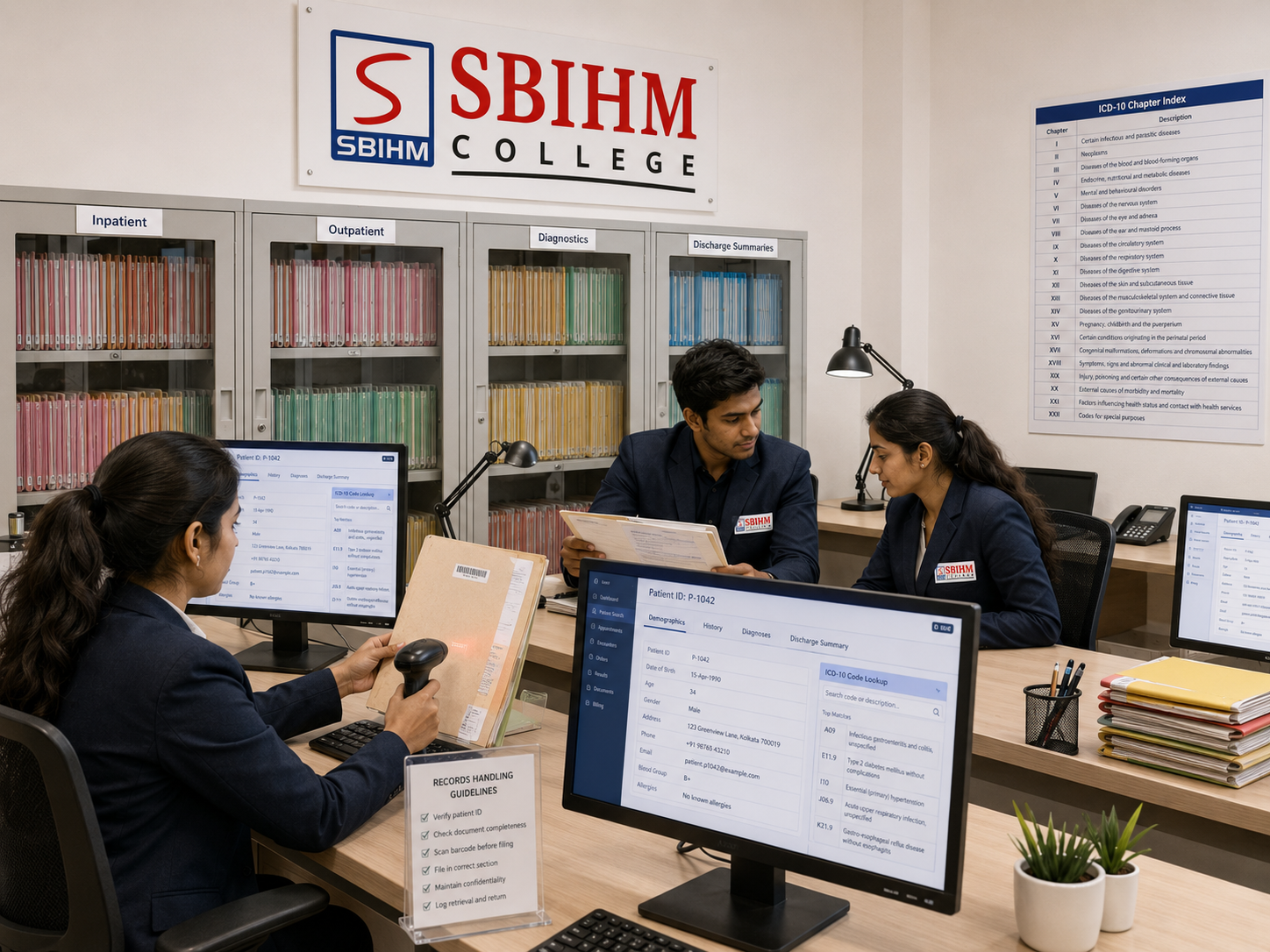 SBIHM medical records lab where students practice health records management and documentation