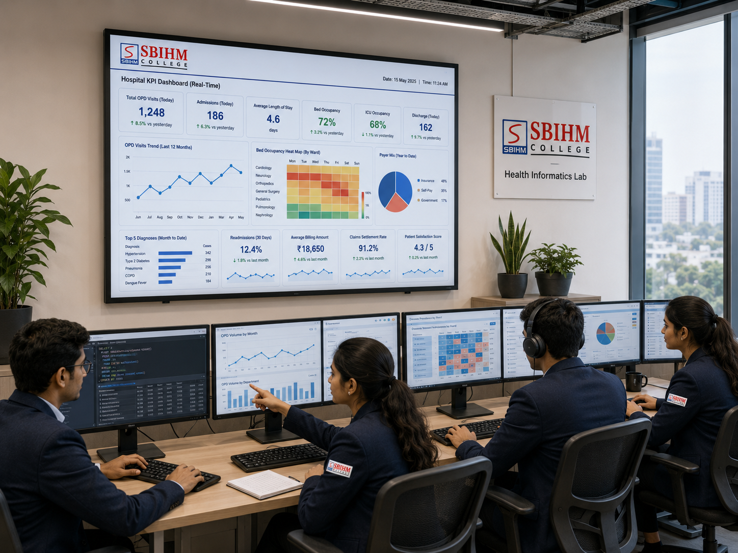 SBIHM health informatics lab for students learning healthcare data management and health information systems